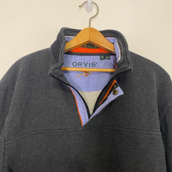 Orvis Mens Dark Gray Pullover Sweater Outdoor Casual Thick Fall Size Medium - Picture 4 of 15